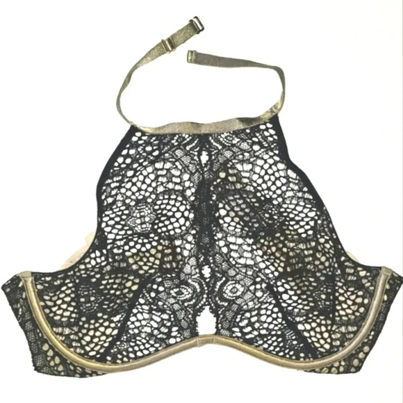 VICTORIA Secret Very Sexy Underwire Lace High Neck Bra - Picture 1 of 4